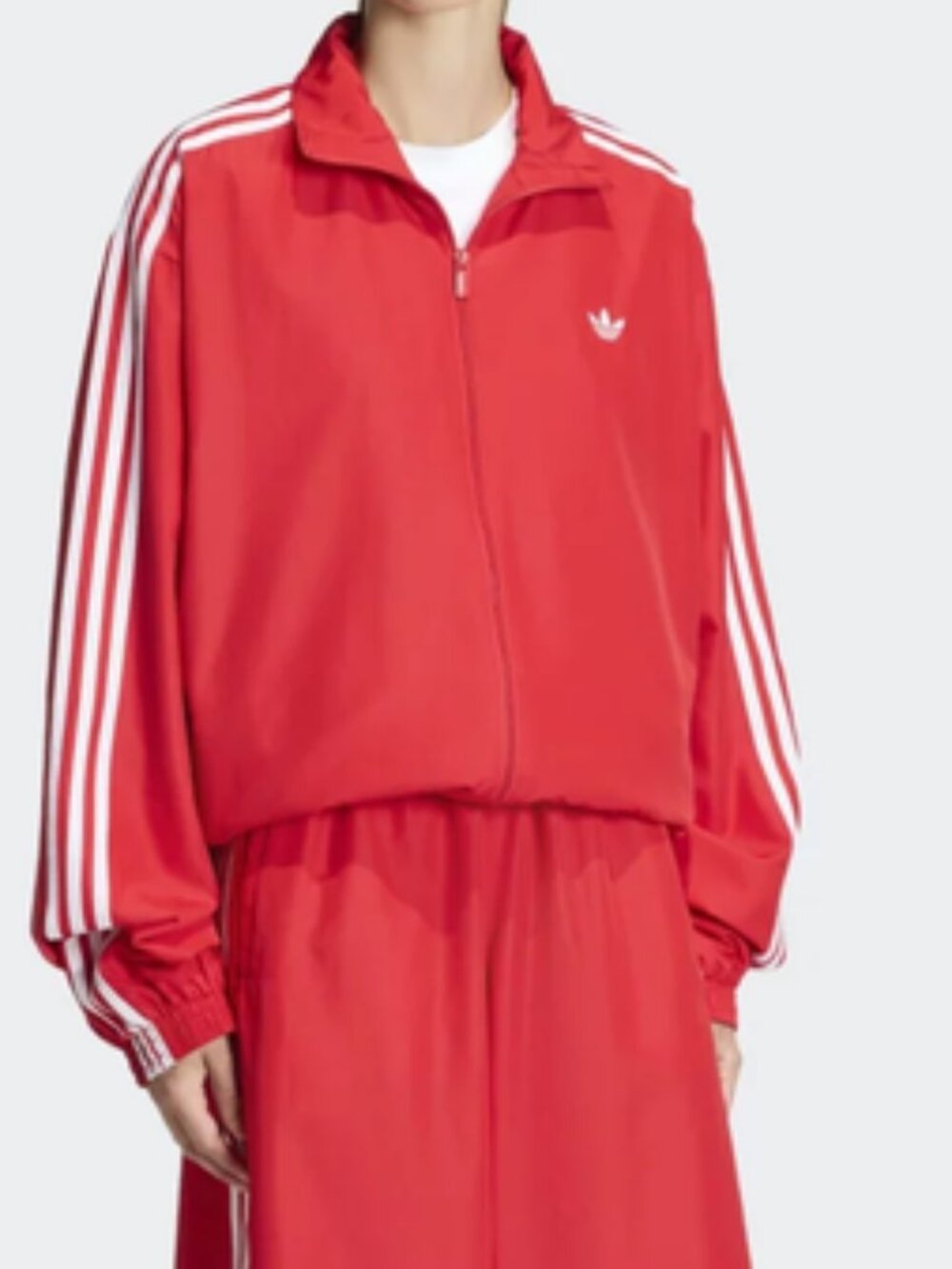 Adidas Originals Firebird Track Jacket Windbreaker Womens size M Red Oversized
